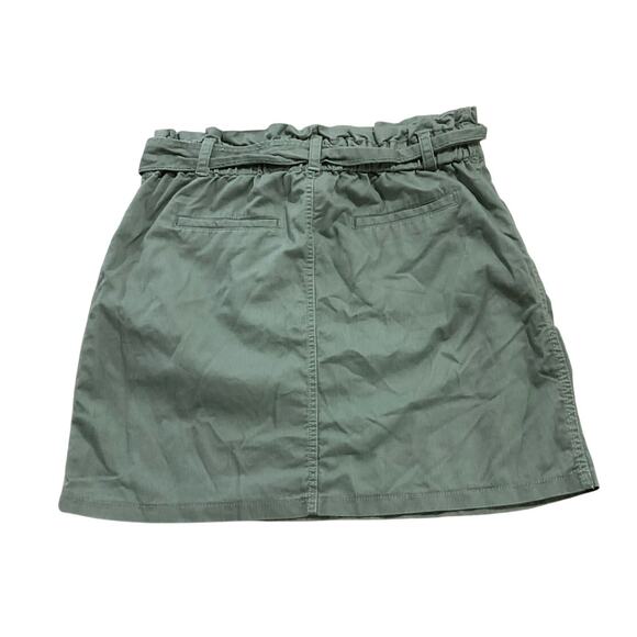 Loft Green Paper Bag Tie Waist Skirt Size 8 Medium Pockets Cotton Elastic Waist - Picture 2 of 6